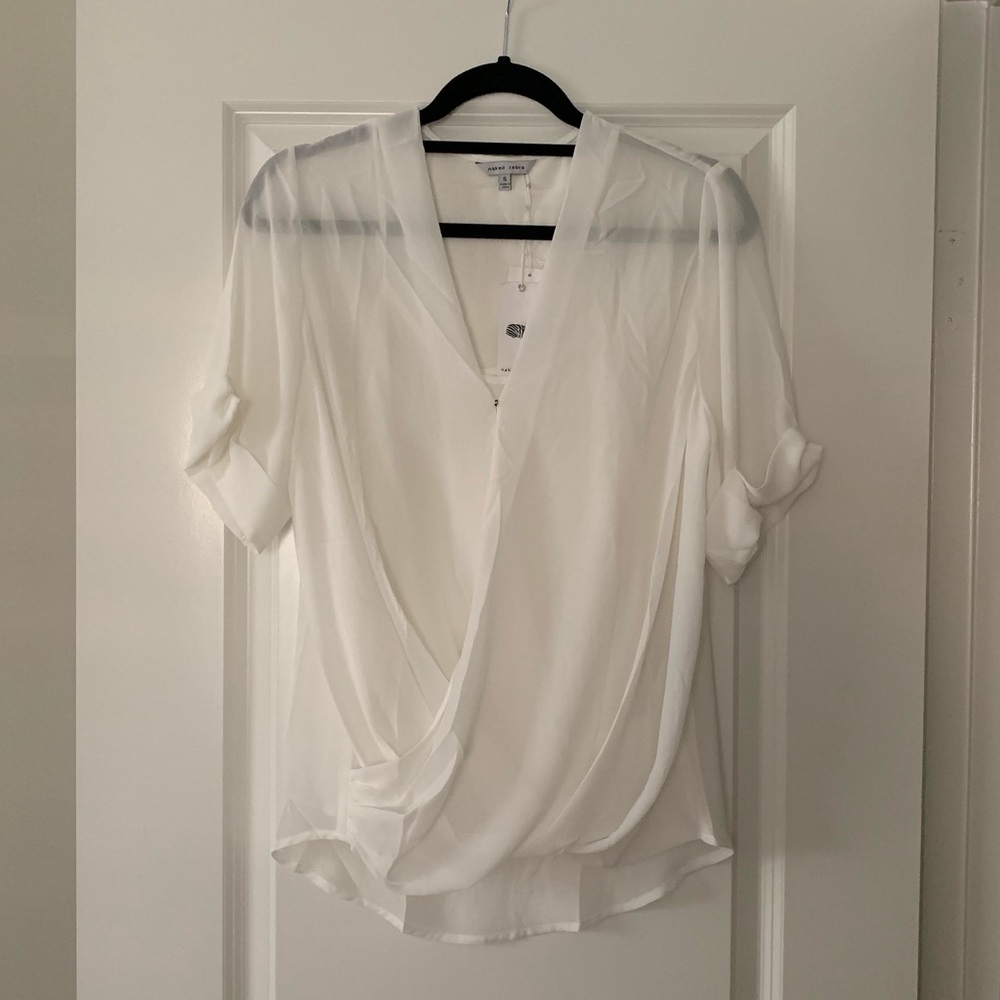 Naked Zebra sheer white top with camisole
